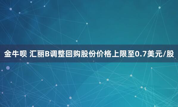 金牛呗 汇丽B调整回购股份价格上限至0.7美元/股