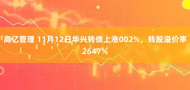 高亿管理 11月12日华兴转债上涨002%，转股溢价率2647%