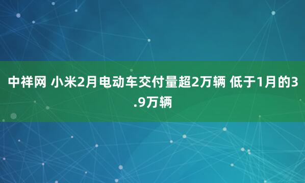 中祥网 小米2月电动车交付量超2万辆 低于1月的3.9万辆